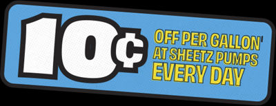 Save 10 cents off at Sheetz Pumps Every Day!