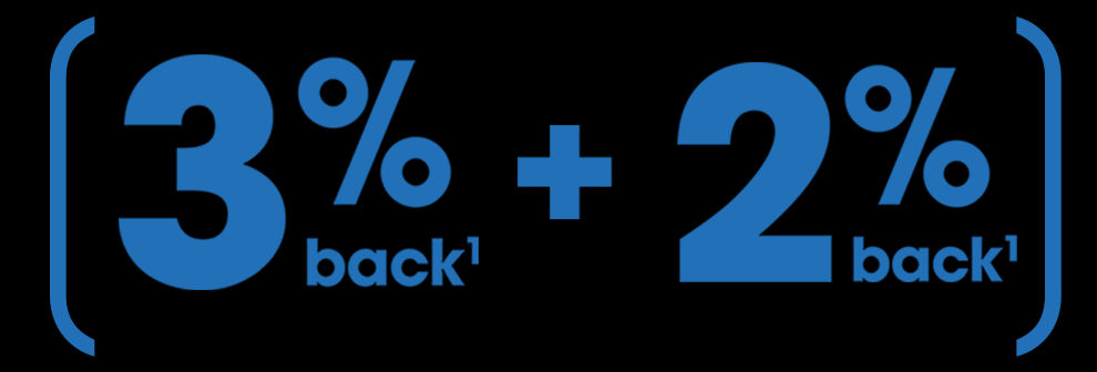 3% back plus 2 percent back
