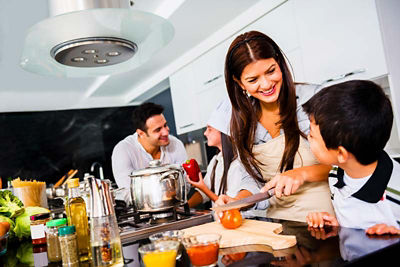 Family in kitchen - Jumbo Loan