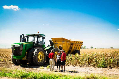 Farmers and a tractor