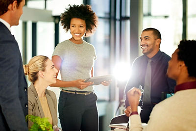 Young woman with a group of co-workers