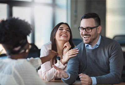 Couple discussing professional's mortgage