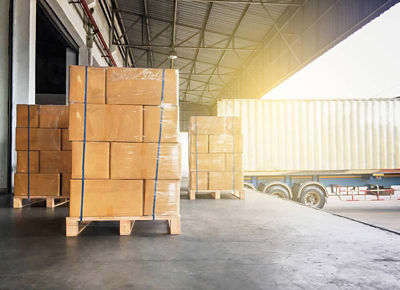 Loading dock with shipping boxes