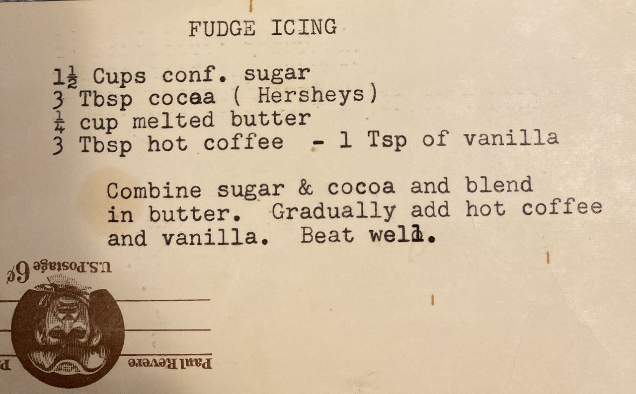 Fudge Icing recipe by Goddard parent Jackie Bailey