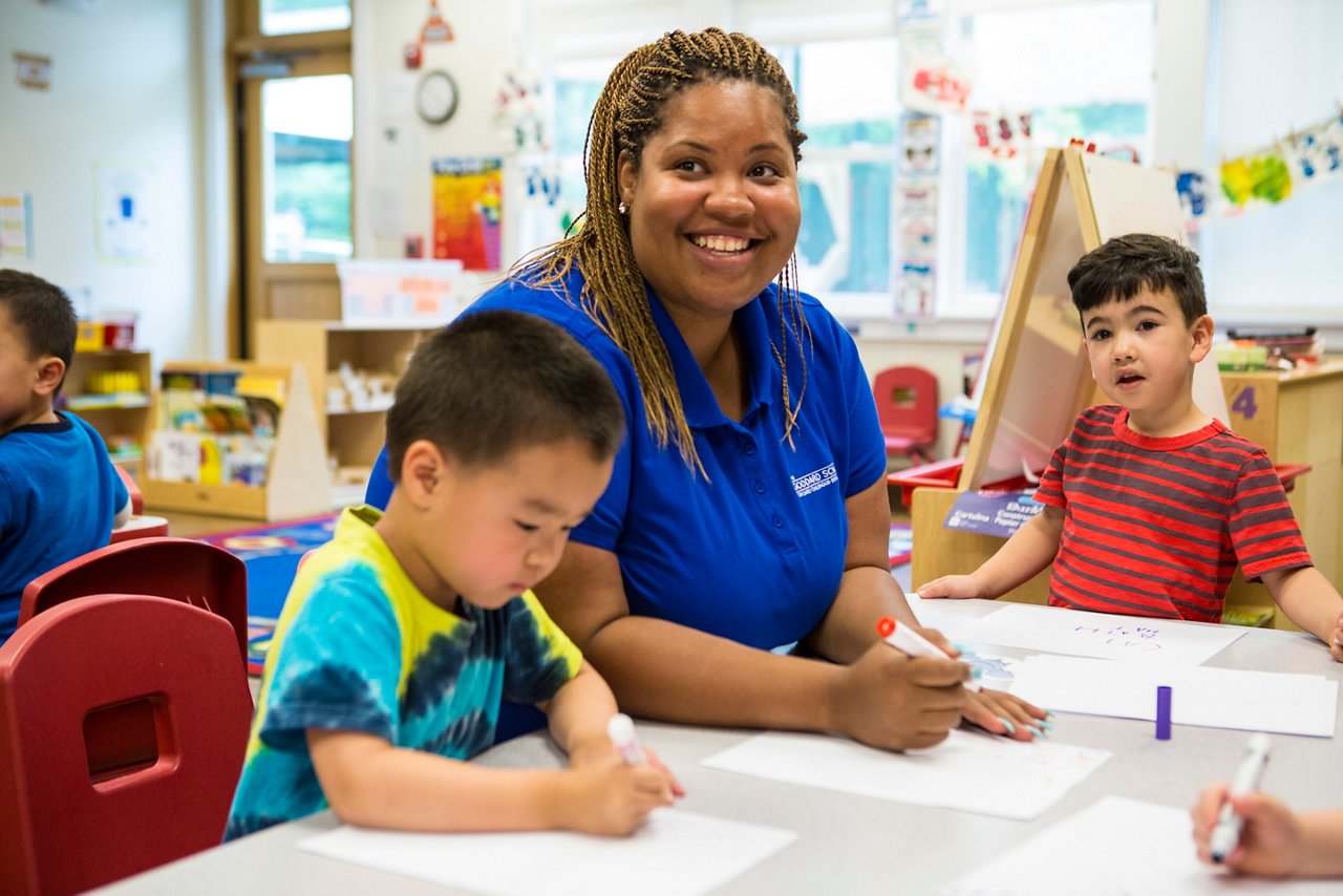 Teacher with children