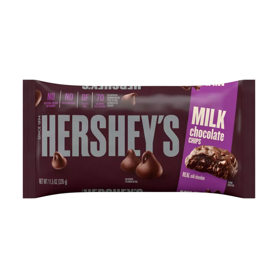 HERSHEY'S Milk Chocolate Chips, 8.62 lb box, 12 bags - Front of Individual Package
