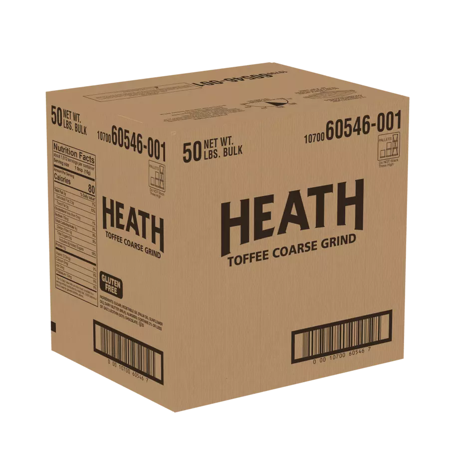 HEATH English Toffee Coarse Grind Bits, 50 lb box - Front of Package