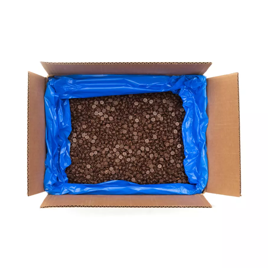 HERSHEY'S SPECIAL DARK Mildly Sweet Chocolate Chips, 25 lb box - Top of Package