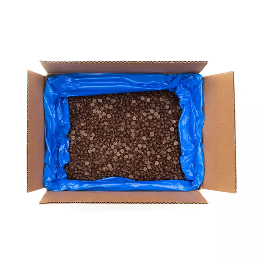 HERSHEY'S Special Dark Chocolate Baking Pieces, 25 lb box - Top of Package