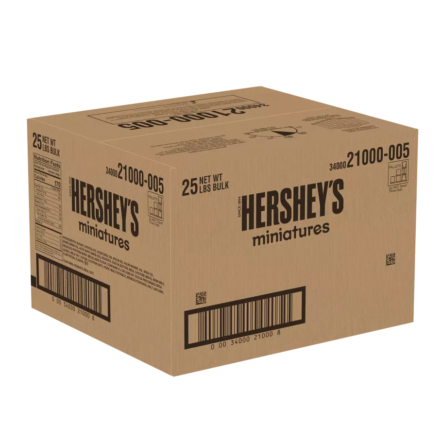 HERSHEY'S Miniatures Assortment, 25 lb box - Front of Package