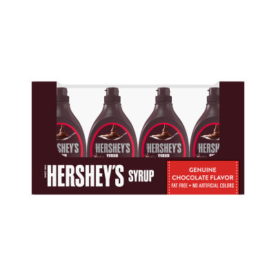HERSHEY'S Chocolate Syrup, 36 lb box, 24 bottles - Front of Package