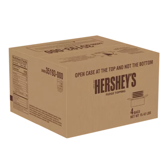 HERSHEY'S Milk Chocolate Fudge Topping, 15.42 lb box, 4 pouches