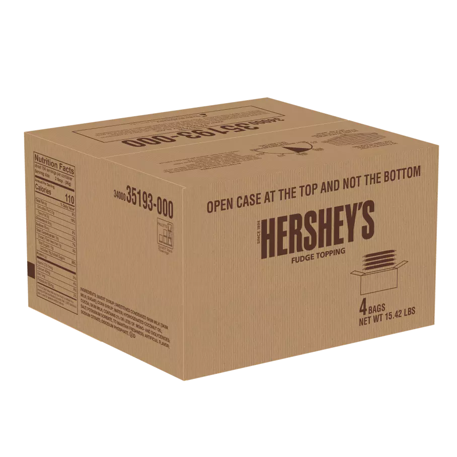 HERSHEY'S Milk Chocolate Fudge Topping, 48 fl. oz. pouch, 4 pouches - Front of Package
