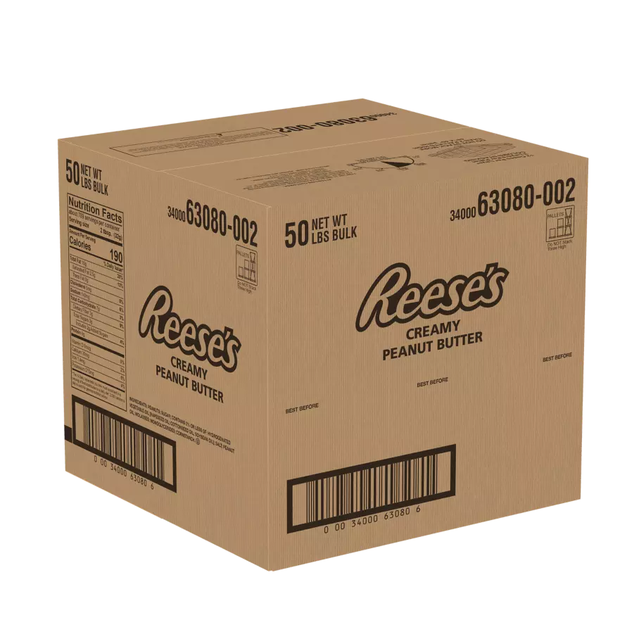 REESE'S Creamy Peanut Butter, 50 lb box - Front of Package
