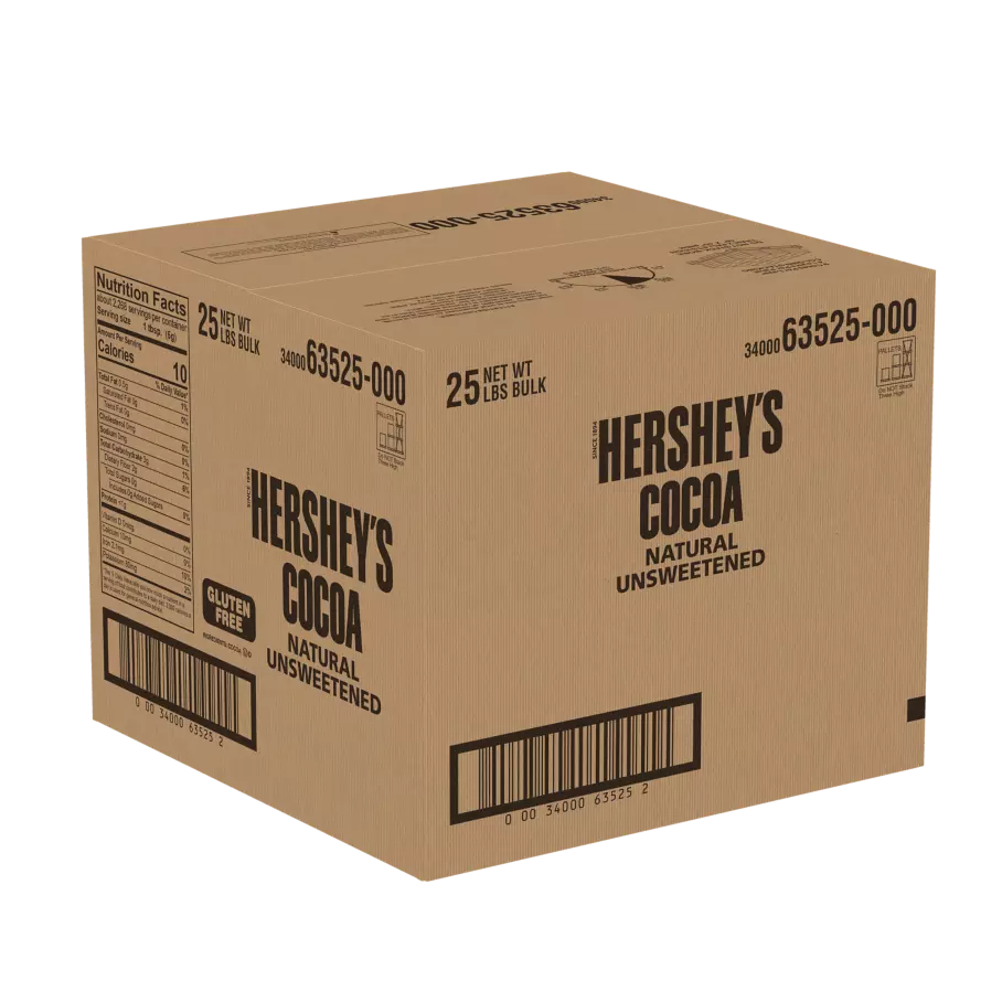 HERSHEY'S Natural Unsweetened Cocoa, 25 lb box - Front of Package