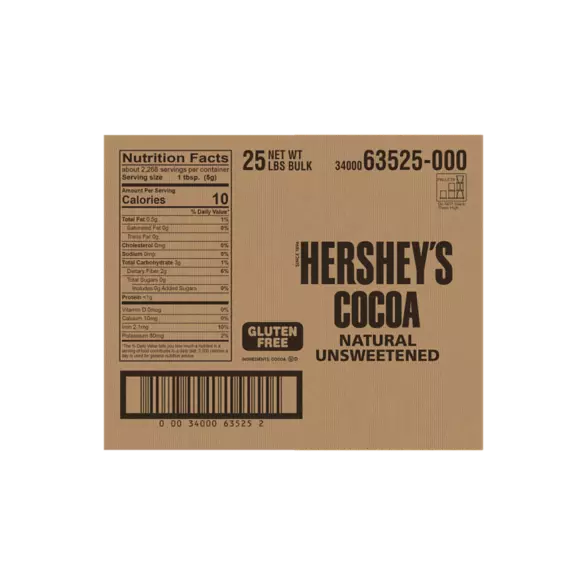 HERSHEY'S Natural Unsweetened Cocoa, 25 lb box