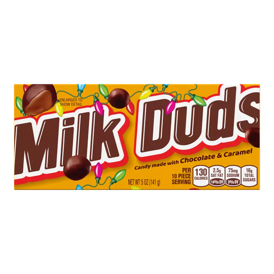 MILK DUDS Holiday Candy, 5 oz box - Front of Package