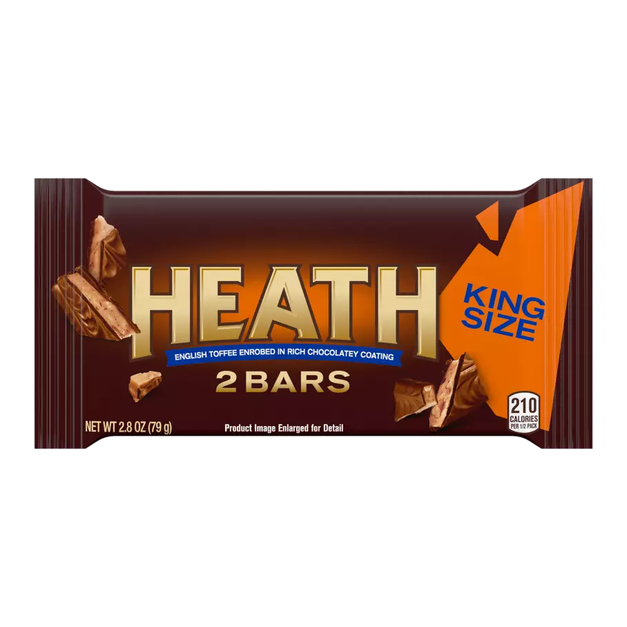 HEATH Chocolatey English Toffee King Size Candy Bar, 2.8 oz - Front of Package