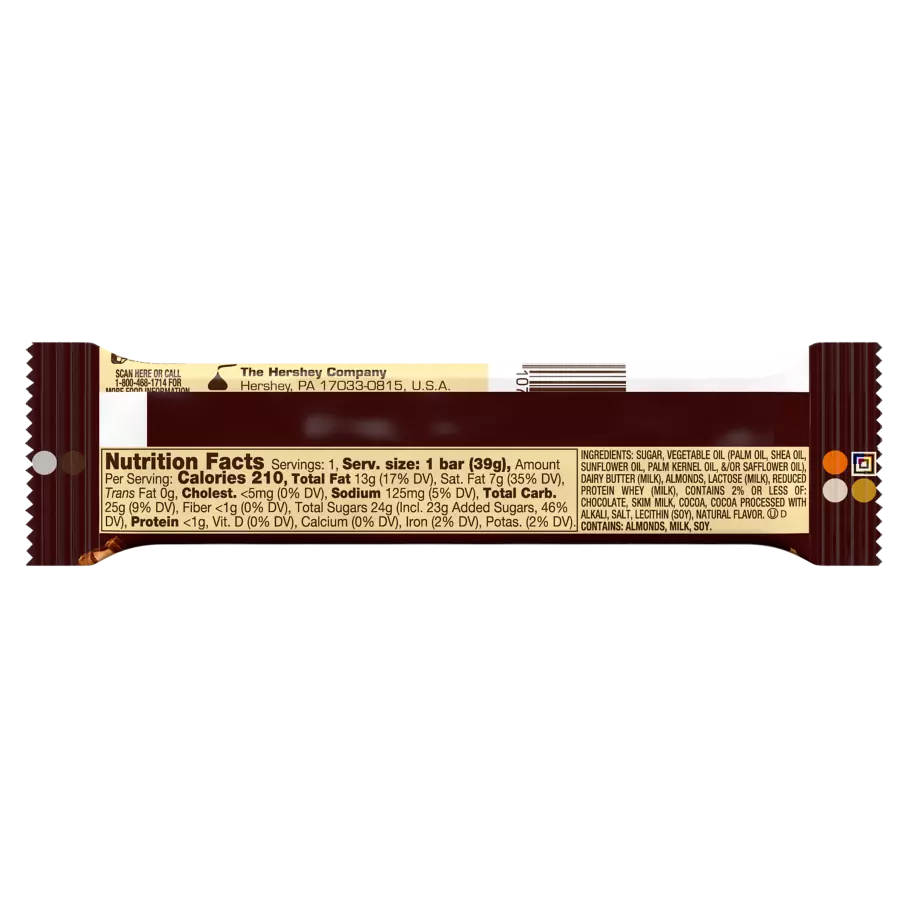 HEATH Chocolatey English Toffee Candy Bar, 1.4 oz - Back of Package