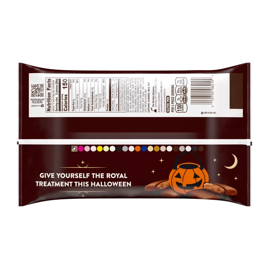HEATH Halloween Milk Chocolate English Toffee Snack Size Candy Bars, 11.5 oz bag - Back of Package