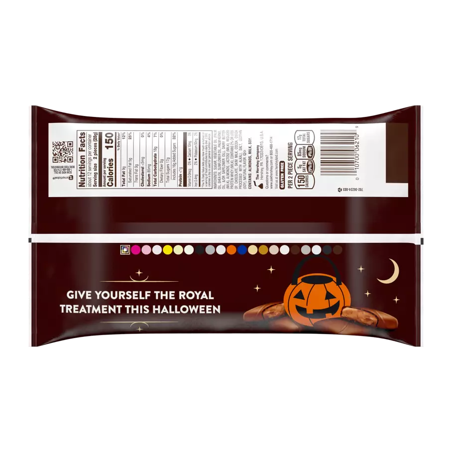 HEATH Halloween Chocolatey English Toffee Snack Size Candy Bars, 11.5 oz bag - Back of Package