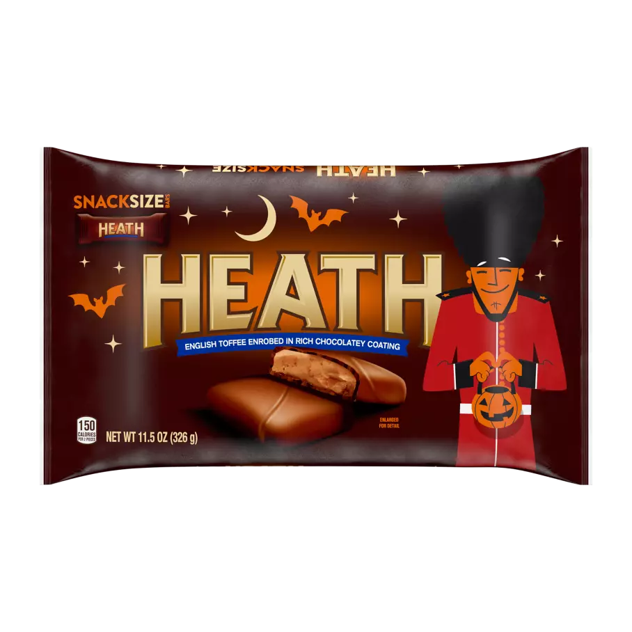 HEATH Halloween Chocolatey English Toffee Snack Size Candy Bars, 11.5 oz bag - Front of Package