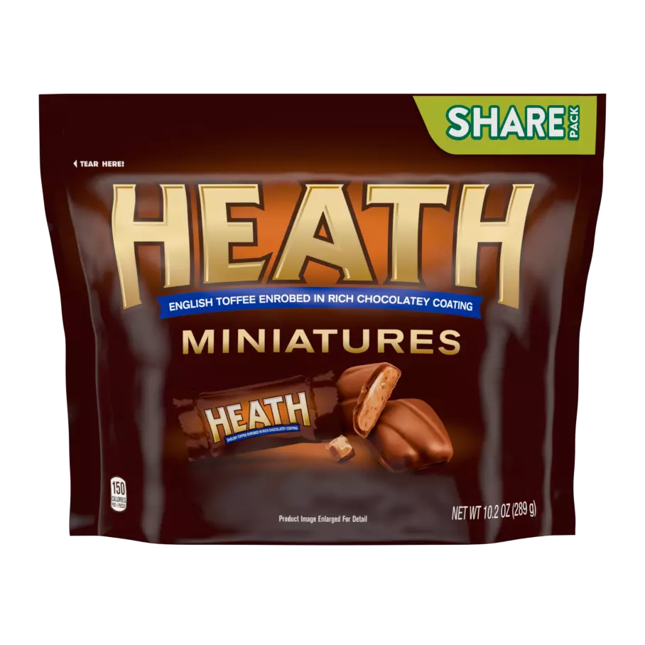 HEATH Miniatures Chocolatey English Toffee Candy Bars, 10.2 oz bag - Front of Package