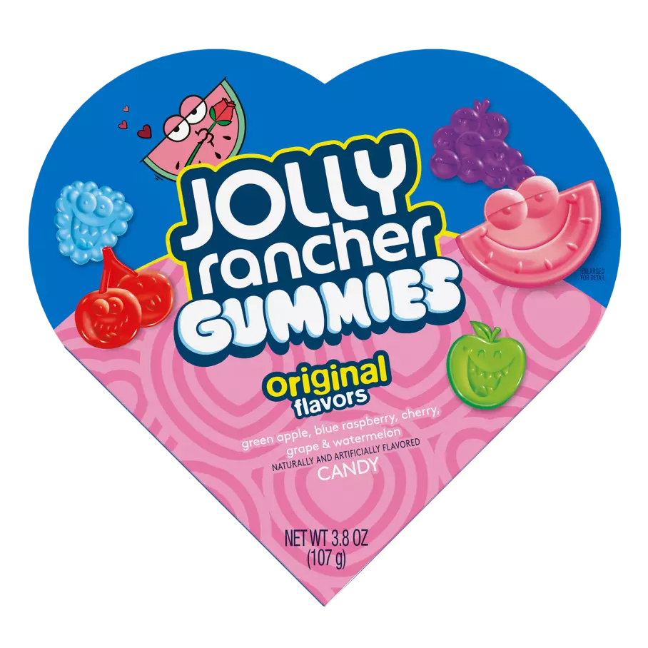 JOLLY RANCHER Valentine's Gummies Original Flavors, 3.8 oz gift box - Front of Package