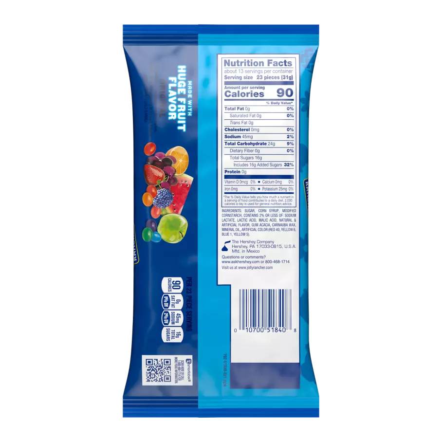 JOLLY RANCHER Easter Original Flavors Jelly Beans, 14 oz bag - Back of Package