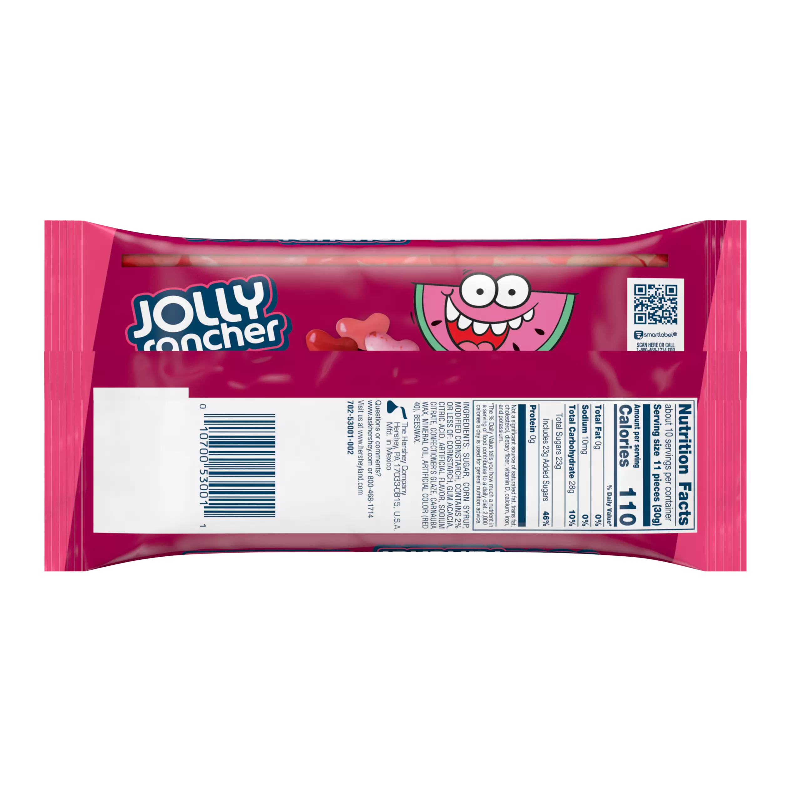 JOLLY RANCHER Assorted Jelly Hearts Candy, 11 oz bag - Back of Package