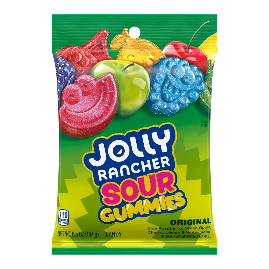 JOLLY RANCHER Gummies Sour Original Flavors, 6.5 oz bag - Front of Package