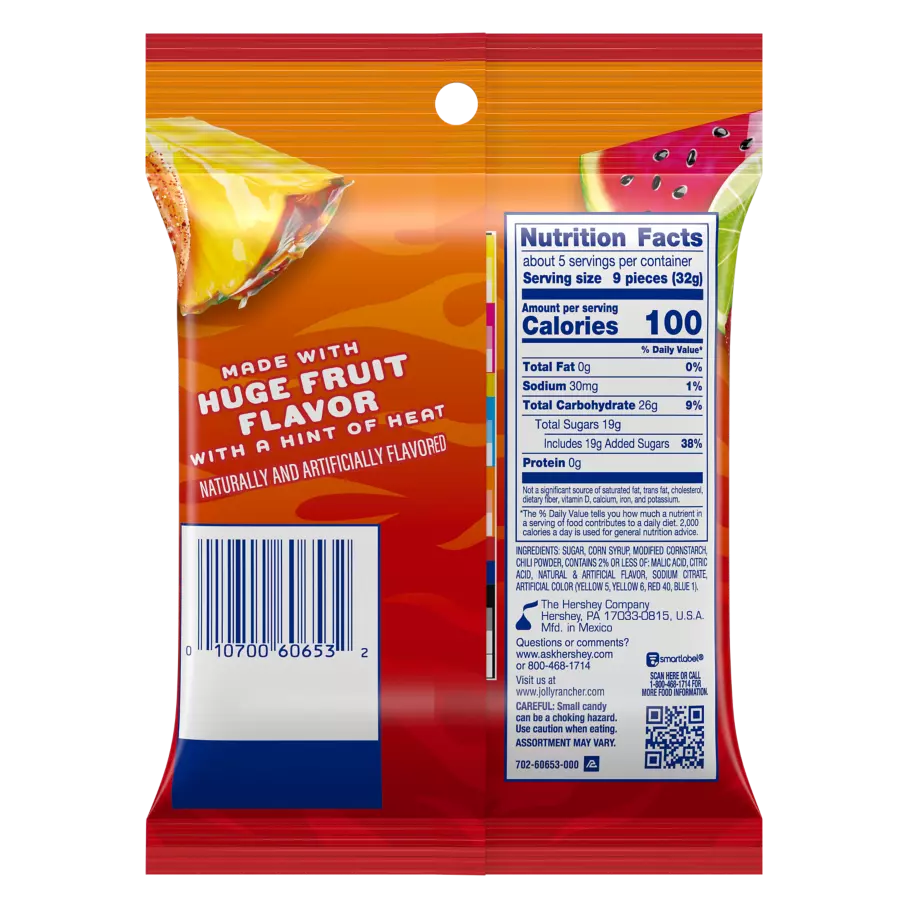 JOLLY RANCHER Gummies Heat Wave, 6 oz bag - Back of Package
