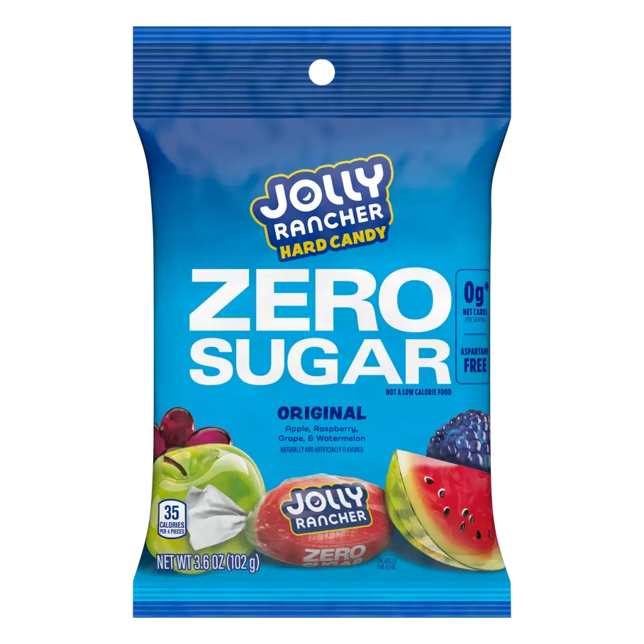 JOLLY RANCHER Zero Sugar Original Flavors Hard Candy, 3.6 oz bag - Front of Package