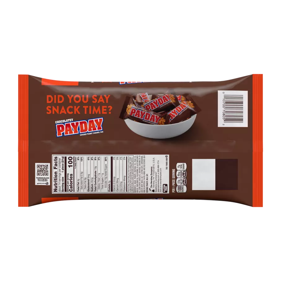 PAYDAY Halloween Chocolatey Covered Peanut and Caramel Snack Size Candy