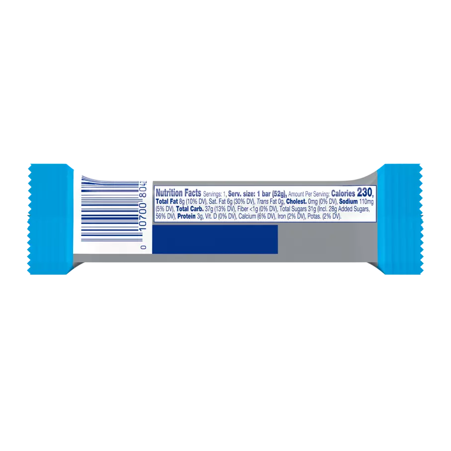 ZERO Candy Bar, 1.85 oz - Back of Package
