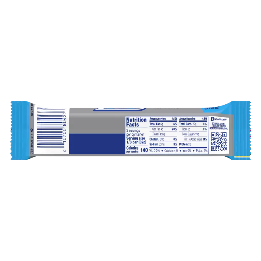 ZERO King Size Candy Bar, 3.4 oz - Back of Package