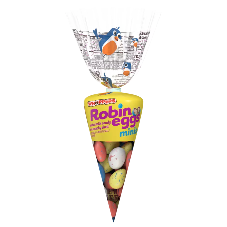WHOPPERS ROBIN EGGS Mini Malted Milk Balls, 2.2 oz carrot - Front of Package