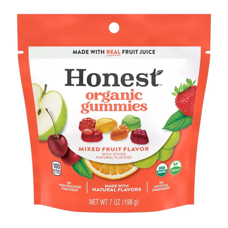 Honest™ Mixed Fruit Flavor Organic Gummies, 7 oz bag - Front of Package