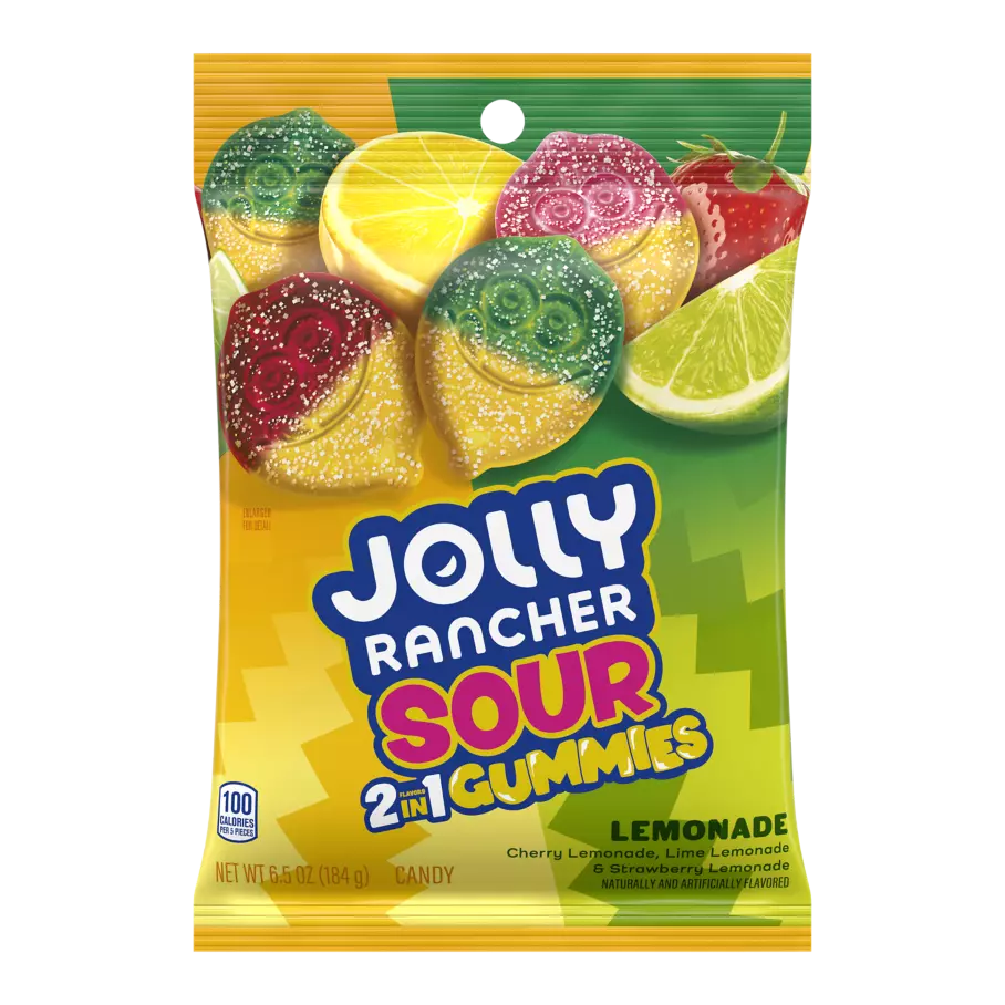 JOLLY RANCHER 2-in-1 Gummies Sour Lemonade, 6.5 oz bag - Front of Package