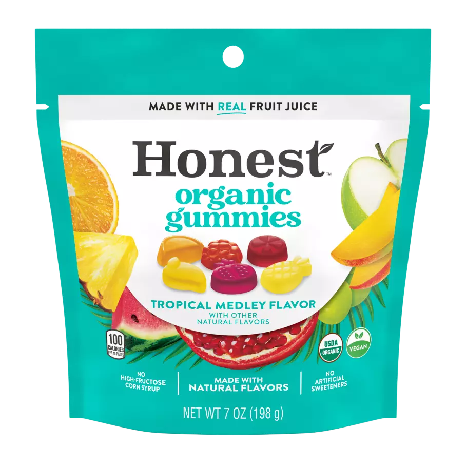 Honest™ Tropical Medley Flavor Organic Gummies, 7 oz bag - Front of Package