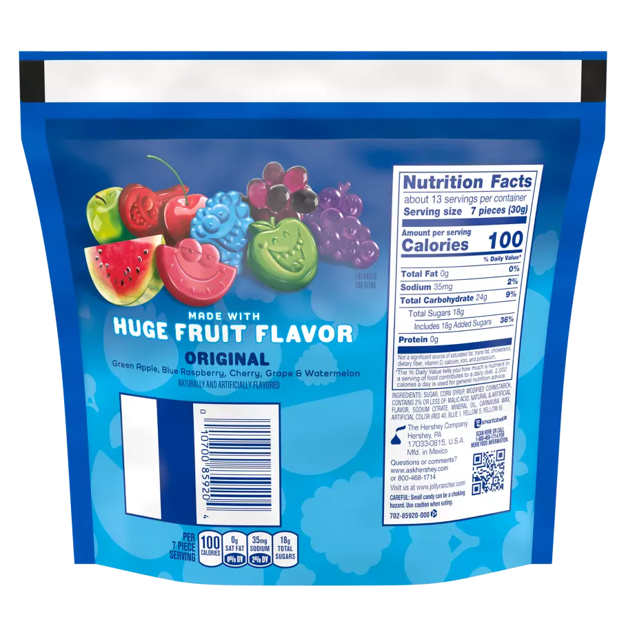 JOLLY RANCHER Gummies Original Flavors, 14 oz bag - Back of Package