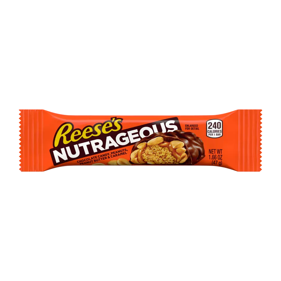 REESE'S NUTRAGEOUS Milk Chocolate Peanut Butter Candy Bar, 1.66 oz - Front of Package