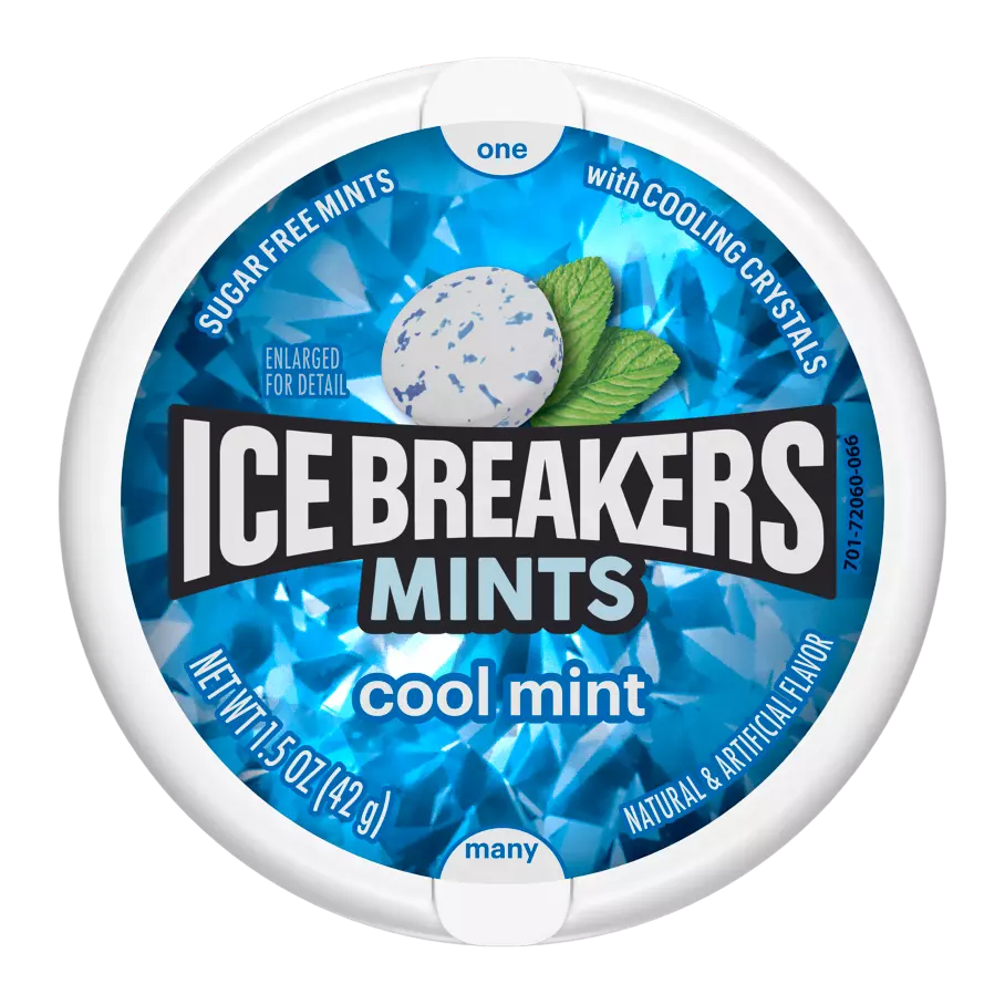 ICE BREAKERS Coolmint Sugar Free Mints, 1.5 oz puck - Front of Package