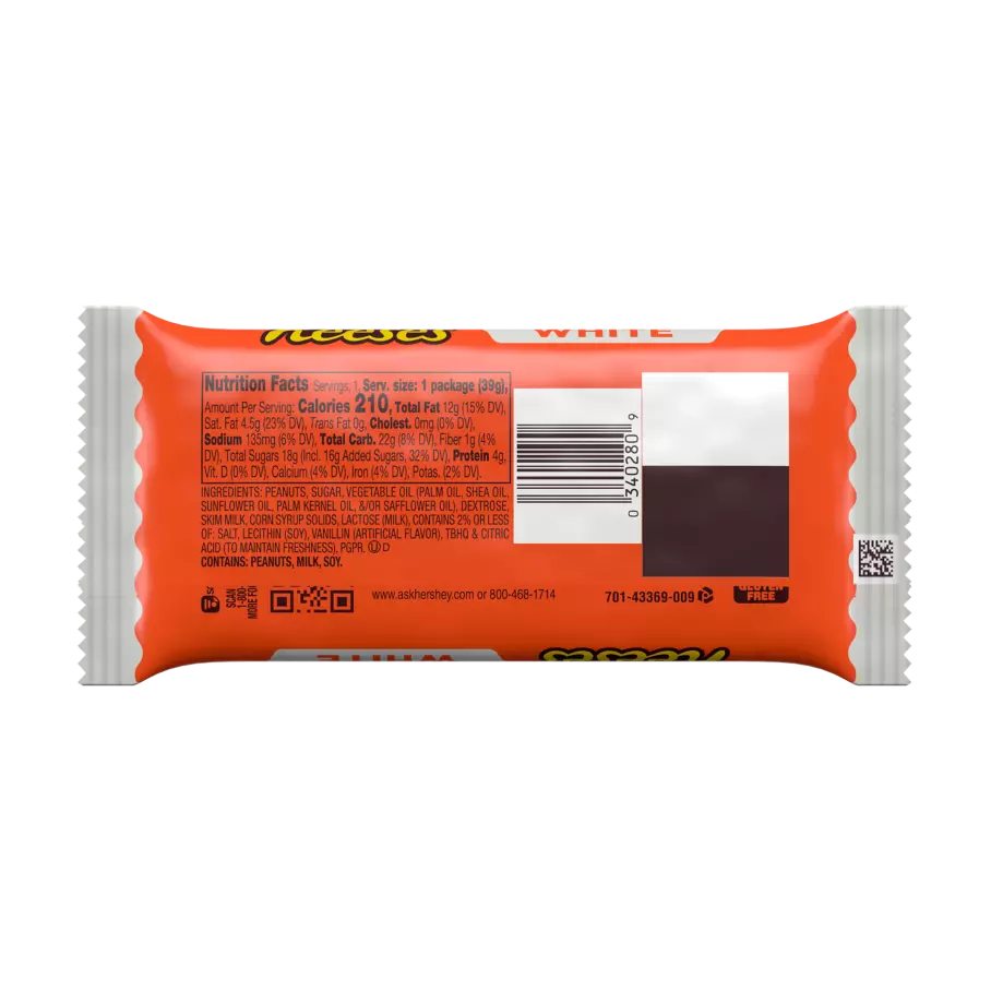 REESE'S White Creme Peanut Butter Cups, 1.39 oz - Back of Package