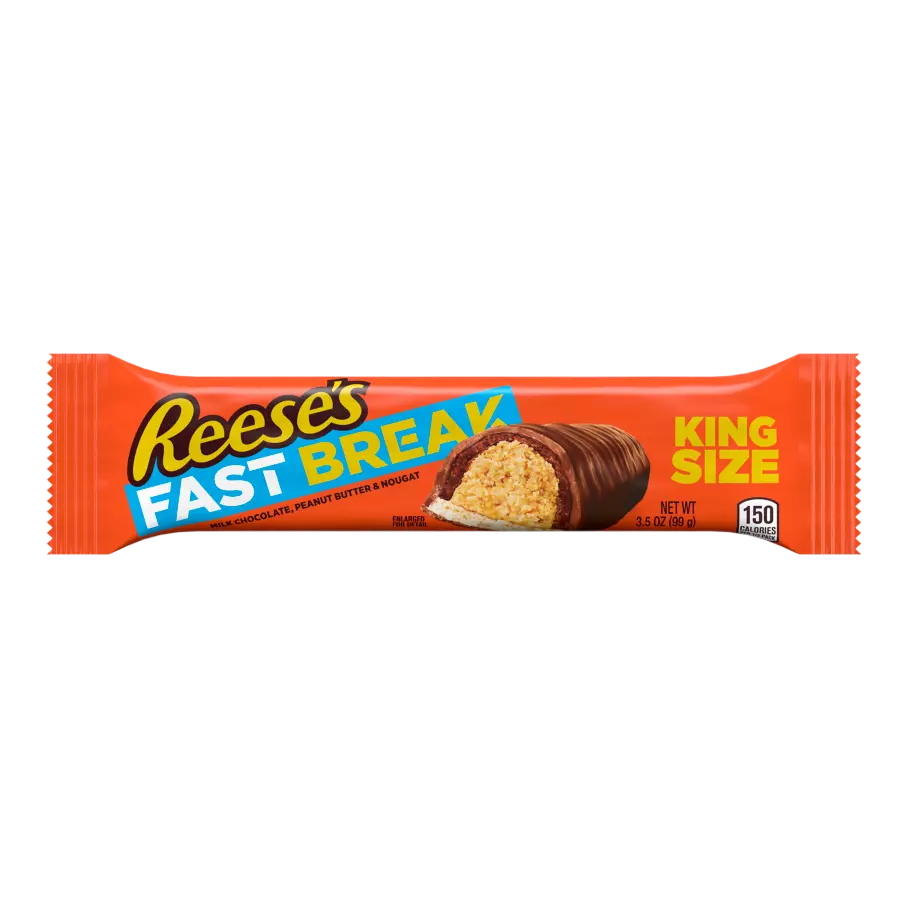 REESE'S FAST BREAK Milk Chocolate Peanut Butter King Size Candy Bar, 3.5 oz - Front of Package