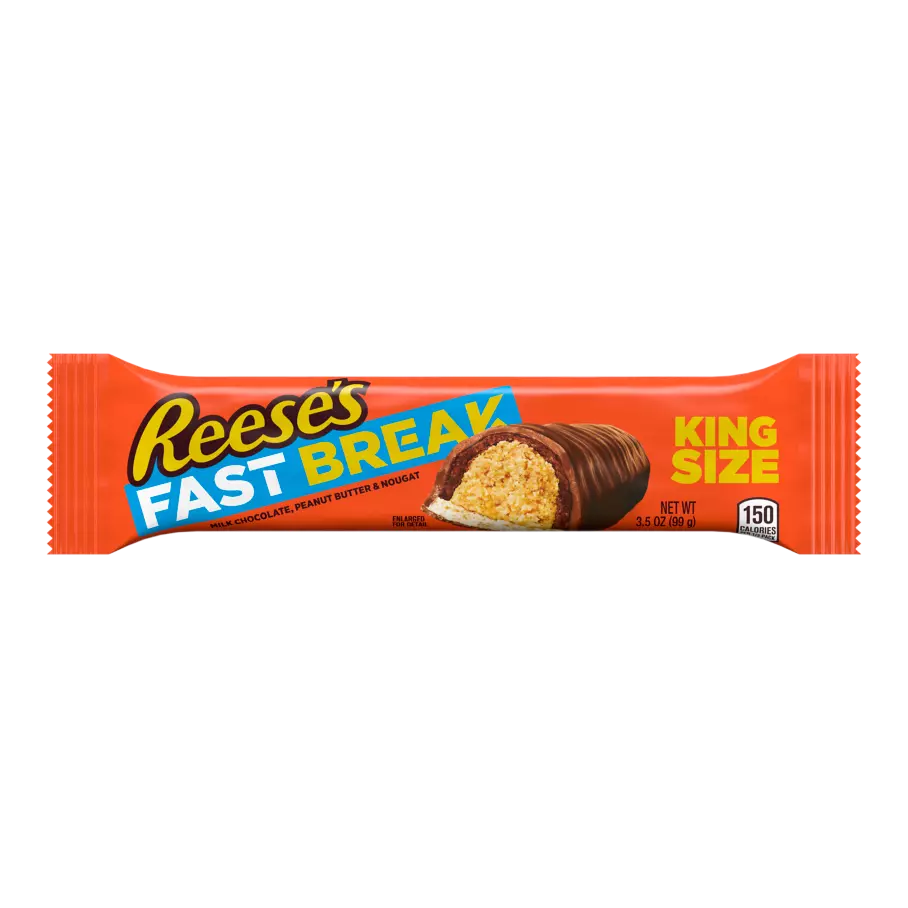 REESE'S FAST BREAK Milk Chocolate Peanut Butter King Size Candy Bar, 3.5 oz - Front of Package