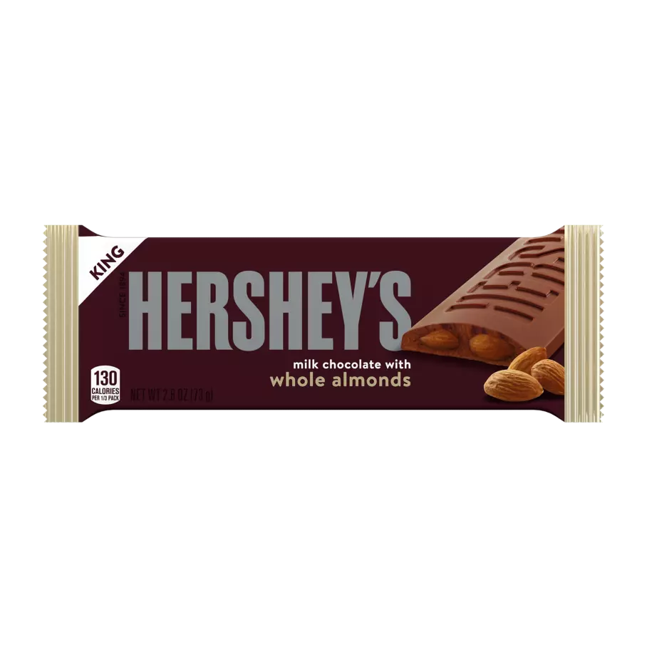 HERSHEY'S Milk Chocolate with Almonds King Size Candy Bar, 2.6 oz - Front of Package