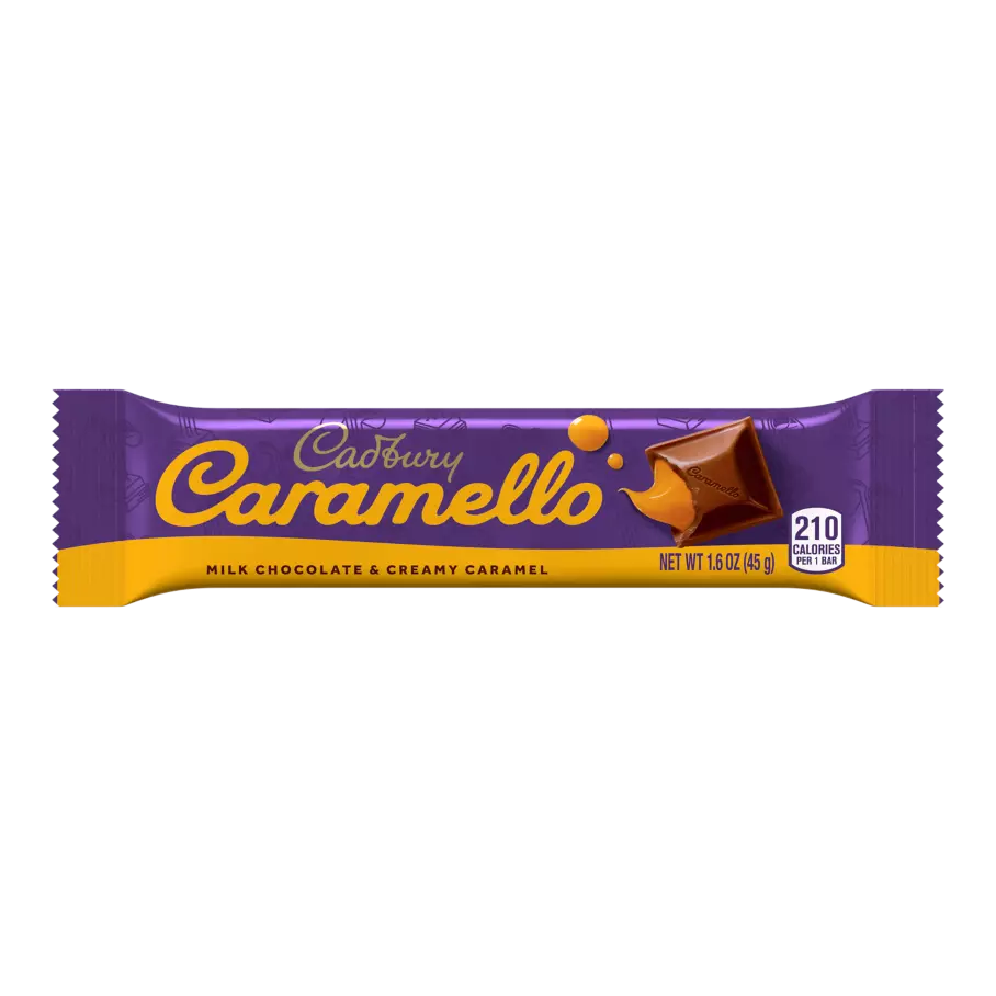 CADBURY CARAMELLO Milk Chocolate & Creamy Caramel Candy Bar, 1.6 oz - Front of Package