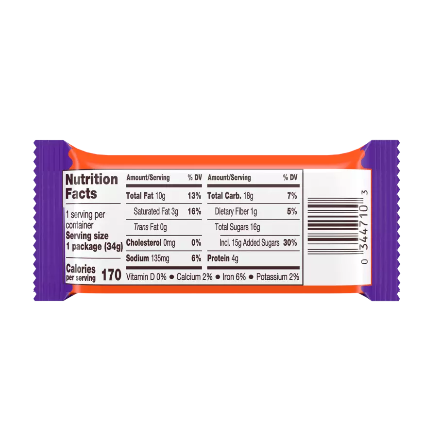 REESE'S Milk Chocolate Peanut Butter Pumpkins, 1.2 oz - Back of Package