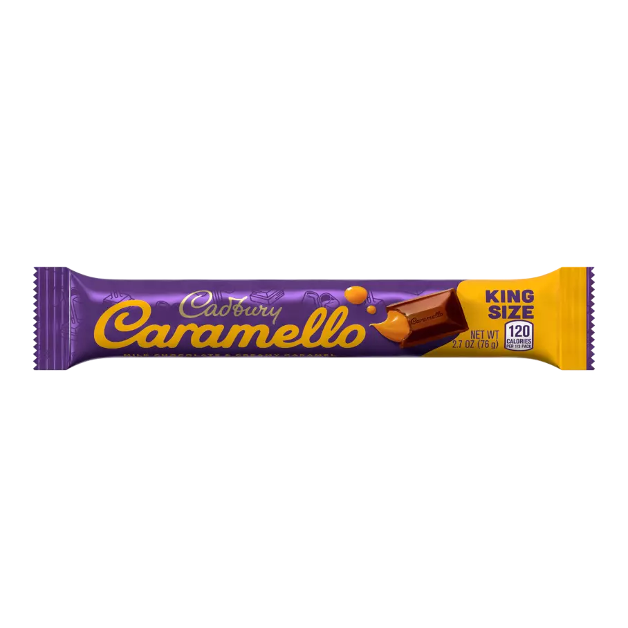 CADBURY CARAMELLO Milk Chocolate & Creamy Caramel King Size Candy Bar, 2.7 oz - Front of Package